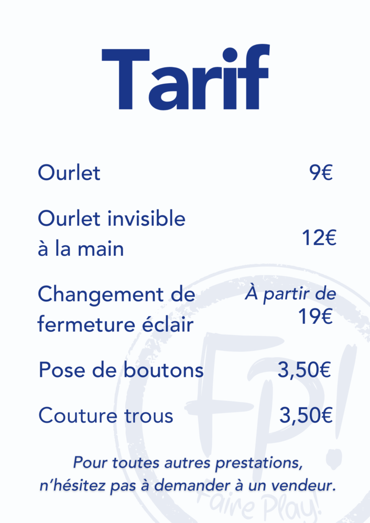 Tarif couture clermont-ferrand